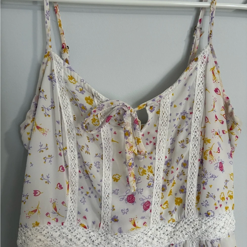 Jessica Simpson Spring Summer Floral Spaghetti Strap Dress Medium Cottagecore - Picture 3 of 8